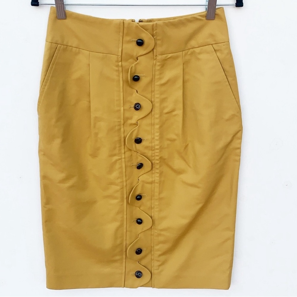 Anthropologie Maeve Ada Button Front Pencil Skirt 4 Excellent! - Picture 3 of 4
